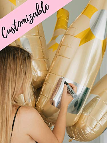 VP Products 6 Piece Champagne Balloon Bouquet + 1 Tassel Garland - Perfect Kit for Bridal Shower, Bachelorette and Birthday Party - 41" Foil Balloon - Silver and Rose Gold Party Decorations