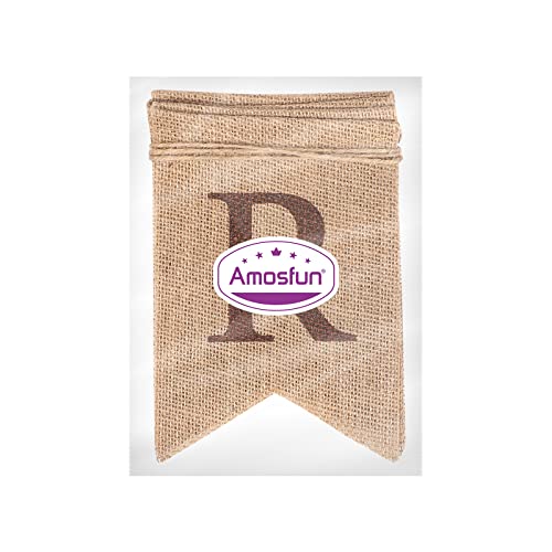 Amosfun Rustic Burlap Coffee Bar Banner Swallowtail Dovetail Linen Bunting Garland for Birthday Wedding Anniversary Farmhouse Wall Table Decor