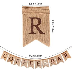 Amosfun Rustic Burlap Coffee Bar Banner Swallowtail Dovetail Linen Bunting Garland for Birthday Wedding Anniversary Farmhouse Wall Table Decor