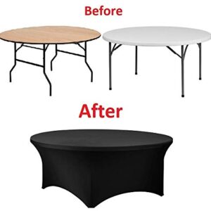Black 60 Inch 5 Foot Round Stretch Spandex Tablecover