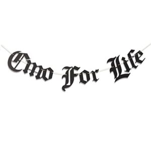 emo for life old english banner – gothic blackletter garland for party decor, funny banner, scene kid, pop punk