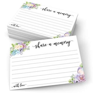 321done share a memory card (50 cards) 4″ x 6″ – for celebration of life birthday anniversary memorial funeral graduation bridal shower game – made in usa – white watercolor floral pastel