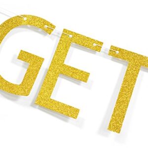 Qttier™ Let's Get It Poppin' Gold Glitter Banner for Baby Shower Popcorn Buffet Wedding Reception Decorations