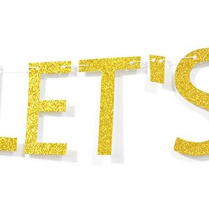 Qttier™ Let's Get It Poppin' Gold Glitter Banner for Baby Shower Popcorn Buffet Wedding Reception Decorations