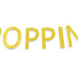 Qttier™ Let's Get It Poppin' Gold Glitter Banner for Baby Shower Popcorn Buffet Wedding Reception Decorations