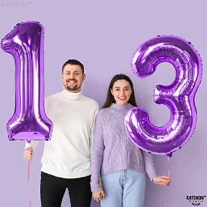 KatchOn, Giant 13 Balloon Numbers - 40 Inch | Purple 13 Birthday Decorations for Girls | 13 Balloon Numbers, 13th Birthday Decorations for Girls | 13 Balloons for Girls, Teenager Birthday Decorations