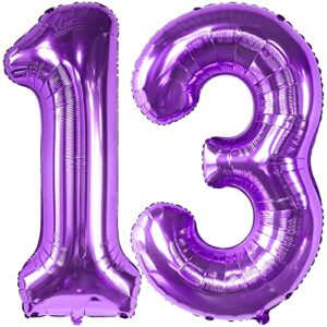 KatchOn, Giant 13 Balloon Numbers - 40 Inch | Purple 13 Birthday Decorations for Girls | 13 Balloon Numbers, 13th Birthday Decorations for Girls | 13 Balloons for Girls, Teenager Birthday Decorations