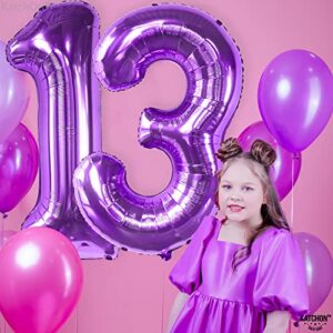 KatchOn, Giant 13 Balloon Numbers - 40 Inch | Purple 13 Birthday Decorations for Girls | 13 Balloon Numbers, 13th Birthday Decorations for Girls | 13 Balloons for Girls, Teenager Birthday Decorations