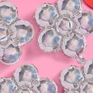 xo, Fetti Iridescent Flower Foil Balloon Pack - 4 pack | Birthday Party Supplies, Garden Bridal Shower, Baby Shower Decorations, Engagement, Bday Balloon Arch