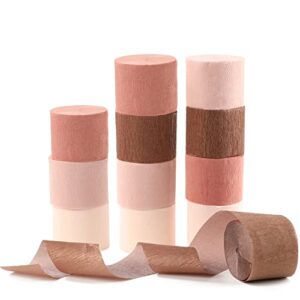 fonder mols rose gold streamers party decoration – 12 rolls rose gold dusty pink crepe paper rolls for wedding bachelorette birthday party baby bridal shower hanging banner decor