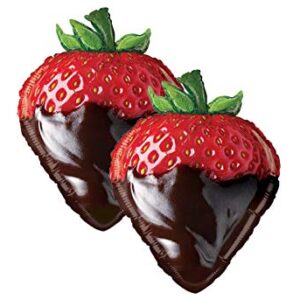 Set of 2 Realistic Chocolate Covered Strawberry Jumbo 26" Foil Party Balloons