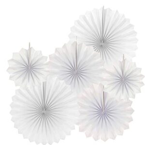 white party hanging paper fans bridal shower wedding engagement ceiling hangings baby shower birthday party decorations, 6pc