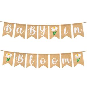 daisy baby in bloom shower burlap banner decoration , wall hanging daisy banner decor different color pattern with rope baby shower hanging banner sign decor theme party indoor decorations