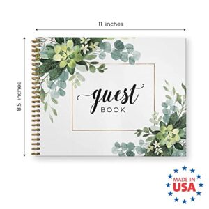 Canopy Street Hardcover Lush Greenery Wedding Guestbook / 120 Lined Guest Signature Pages Inside / 11" x 8.5" Landscape Lay Flat Event Guest Book/Gold Metal Spiral Binding