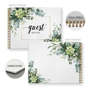 Canopy Street Hardcover Lush Greenery Wedding Guestbook / 120 Lined Guest Signature Pages Inside / 11" x 8.5" Landscape Lay Flat Event Guest Book/Gold Metal Spiral Binding