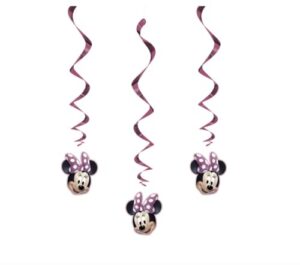 unique minnie mouse hanging swirl decorations – 26″ | pink | 3 pcs