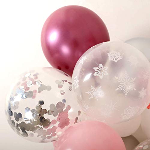 106 Pack Winter Snowflake Balloon Garland Winter Wonderland Party Decoration Balloon Pink and Silver for Baby Shower Winter Onederland Winter 1st Birthday or Baby Its Cold Outside Decorations