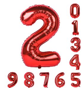 40 inch red number balloons birthday party balloon 0-9(zero-nine) mylar decorations of number 2