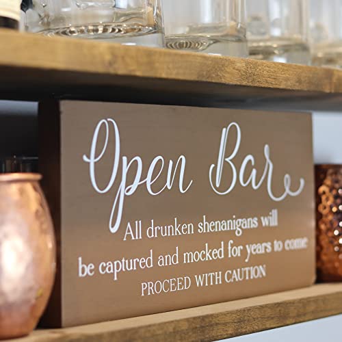 Elegant Signs Wedding Open Bar Sign Drunken Shenanigans for Party Decoration by Fun Sign for Your Reception
