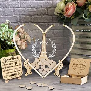 smallduuck personalized heart guest book alternative with 30-100 wood hearts custom wood wedding drop box rustic guest book sign wedding decor(heart guestbook-style 1)