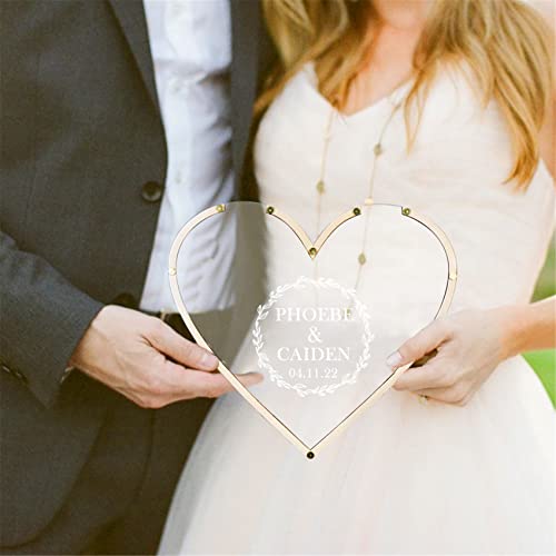 Smallduuck Personalized Heart Guest Book Alternative with 30-100 Wood Hearts Custom Wood Wedding Drop Box Rustic Guest Book Sign Wedding Decor(Heart Guestbook-Style 1)