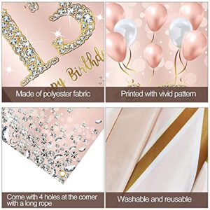 13th Birthday Door Banner Backdrop Decorations for Girls, Pink Rose Gold Happy 13th Birthday Door Cover Party Supplies, 13 Year Old Birthday Door Sign Decor for Outdoor Indoor