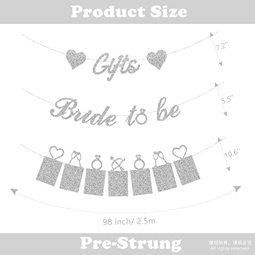 Concico Bridal Shower Decorations - Gifts Bride to be Banner and Photo Banner for Bridal Shower/Wedding/Engagement Party Kit Supplies Decorations decor(Silver)