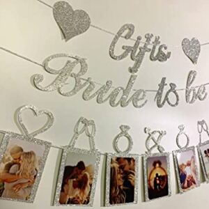 Concico Bridal Shower Decorations - Gifts Bride to be Banner and Photo Banner for Bridal Shower/Wedding/Engagement Party Kit Supplies Decorations decor(Silver)