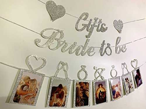 Concico Bridal Shower Decorations - Gifts Bride to be Banner and Photo Banner for Bridal Shower/Wedding/Engagement Party Kit Supplies Decorations decor(Silver)