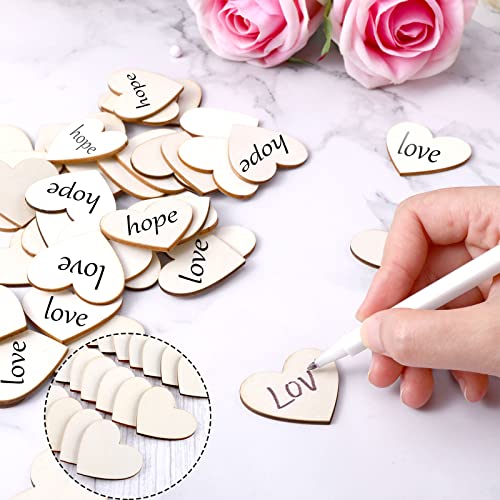 Wooden Hearts Guest Book Hearts Set 150 Pcs Small Wooden Hearts Cutouts and 2 Pcs Big Wood Heart Wooden Heart Guest Book Alternative Christmas Tree Ornament for Wedding Baby Shower Guest Sign