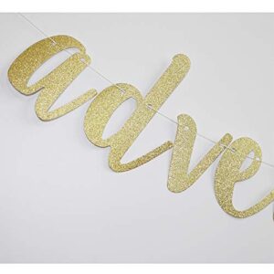 Adventure Awaits Banner, Gold Glitter Sign Garlands for Travel Theme Party, Moving/Graduation/Retirement Party Supplies Decorations