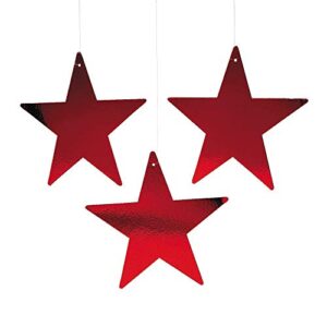 12″ red cardboard star decoration (12pc) for party – party decor – wall decor – cutouts – party – 12 pieces