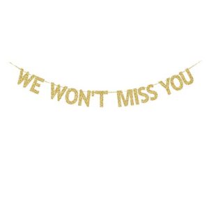 we won’t miss you gold gliter paper banner, farewell/goodbye/job changing/bye felicia party fun/gag decorations