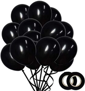 100 pack matte black balloons (12 inch) thick latex party balloons shiny black balloons black helium balloons birthday party wedding halloween balloon graduation party supplies diy party decoration