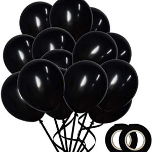 100 Pack Matte Black Balloons (12 Inch) Thick Latex Party Balloons Shiny Black Balloons Black Helium Balloons Birthday Party Wedding Halloween Balloon Graduation Party Supplies DIY Party Decoration