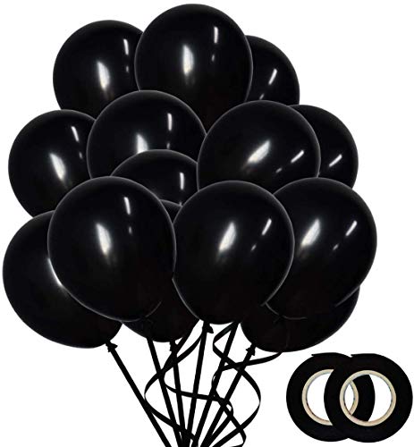 100 Pack Matte Black Balloons (12 Inch) Thick Latex Party Balloons Shiny Black Balloons Black Helium Balloons Birthday Party Wedding Halloween Balloon Graduation Party Supplies DIY Party Decoration