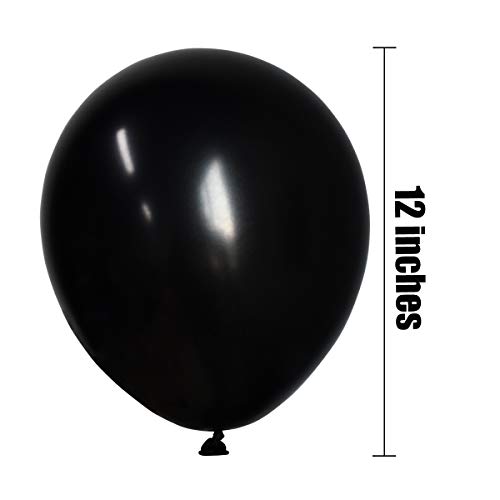 100 Pack Matte Black Balloons (12 Inch) Thick Latex Party Balloons Shiny Black Balloons Black Helium Balloons Birthday Party Wedding Halloween Balloon Graduation Party Supplies DIY Party Decoration
