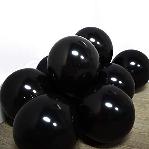 100 Pack Matte Black Balloons (12 Inch) Thick Latex Party Balloons Shiny Black Balloons Black Helium Balloons Birthday Party Wedding Halloween Balloon Graduation Party Supplies DIY Party Decoration