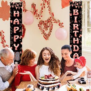 Luxiocio 18th Birthday Banner Decorations Supplies for Girls - Rose Gold Happy 18th Birthday Welcome Porch Sign - 18 Year Old Birthday Party Decorations for Home Wall Door Apartment