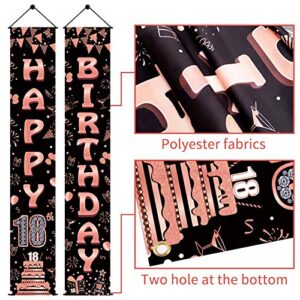 Luxiocio 18th Birthday Banner Decorations Supplies for Girls - Rose Gold Happy 18th Birthday Welcome Porch Sign - 18 Year Old Birthday Party Decorations for Home Wall Door Apartment