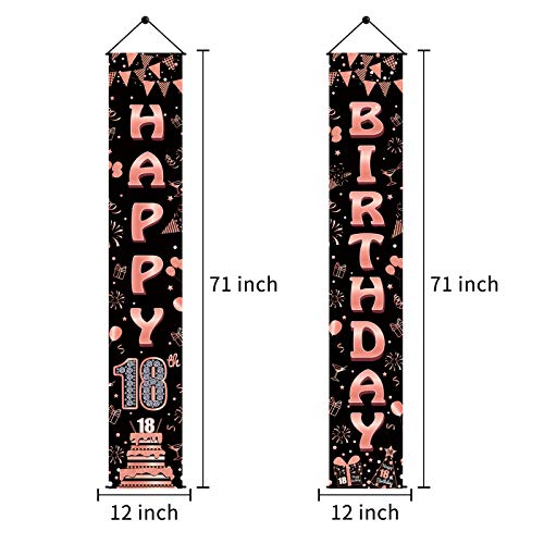 Luxiocio 18th Birthday Banner Decorations Supplies for Girls - Rose Gold Happy 18th Birthday Welcome Porch Sign - 18 Year Old Birthday Party Decorations for Home Wall Door Apartment