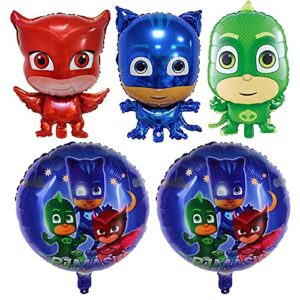 lovsong 5 pcs- pj mask birthday party balloons – foil balloons adult & kids party theme decorations