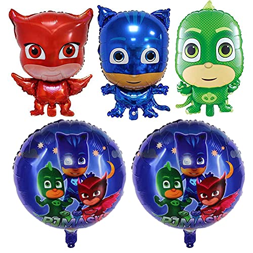 LOVSONG 5 PCS- PJ Mask Birthday Party Balloons - Foil Balloons Adult & Kids Party Theme Decorations