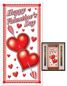 beistle happy valentine’s day door cover, 30-inch by 5-feet, 1 per package
