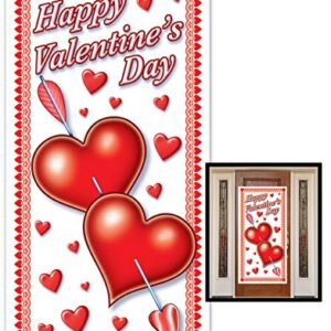 Beistle Happy Valentine's Day Door Cover, 30-Inch by 5-Feet, 1 Per Package