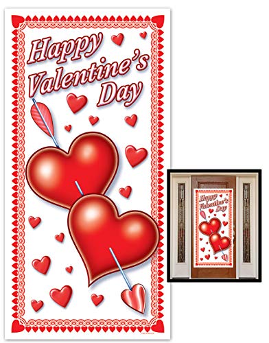 Beistle Happy Valentine's Day Door Cover, 30-Inch by 5-Feet, 1 Per Package