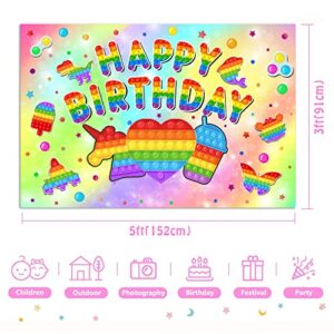 LANFUBEISI Happy Birthday Backdrop, Sensory Pop Game Birthday Party Decorations for Kid Party Supplies Happy Birthday Banner Game theme Party Decorations Photography Background