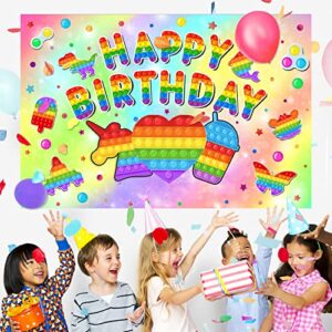 LANFUBEISI Happy Birthday Backdrop, Sensory Pop Game Birthday Party Decorations for Kid Party Supplies Happy Birthday Banner Game theme Party Decorations Photography Background