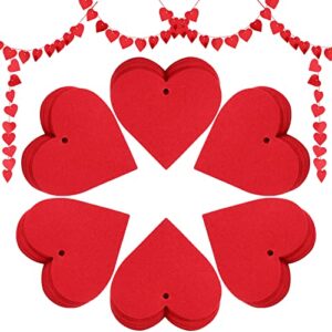 6 sets 300 pieces valentine heart shape paper cutouts blank heart confetti heart cutouts with holes colored paper hearts paper craft gift tags for valentine’s day party wedding decor (red)