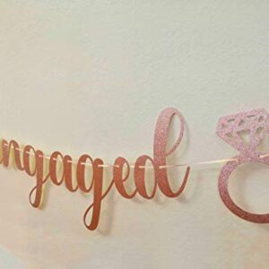 C L cooper life Engagement Party Decorations, Bridal Shower Supplies, Honeycomb Ring Hanging Decorations, Rose Gold Glitter Diamond Rings (3pcs), Engaged Banner Glittery Letters for Engagement